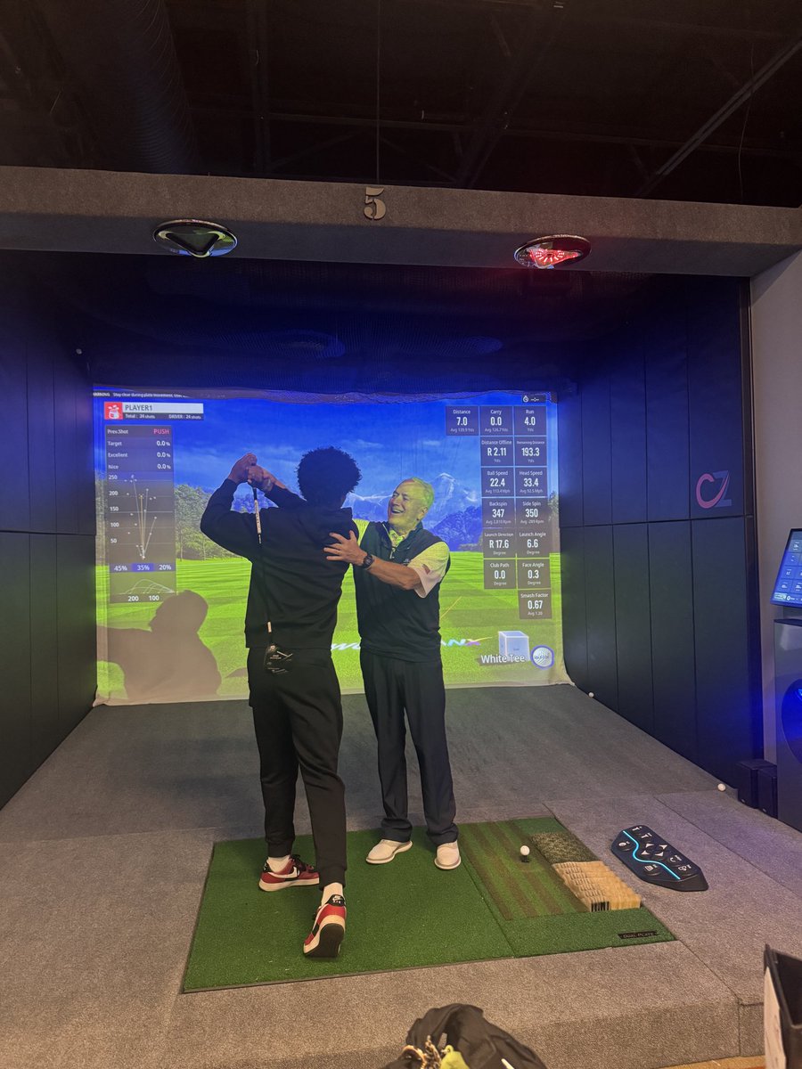 IUColumbusMBB's tweet photo. Super night of tutelage and fellowship for some of the guys at ChampionZone! What a super Virtual Golf &amp; Patriot Cafe. Impressed with some of the Crimson Pride swings. ⛳️🏀 https://t.co/dHOrChZ6PE