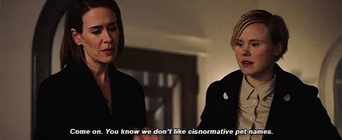 _ChelseaChelsea's tweet photo. I’m rewatching #AHSCult for no particular reason and internally screaming because in 2017 this was ridiculous dialogue and now it’s not even the most annoying thing I’ve seen a liberal say in the past HOUR. https://t.co/JwXdguJ8H4