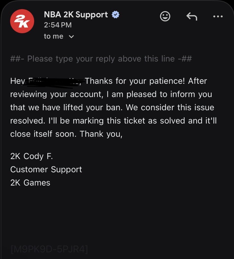 EGetbandz's tweet photo. @TrueShooting Keep us updated when you acc gets reactivated cause I got the same email then hours later got a whole different one so idk wtf 2k doing https://t.co/C4gl5b2Gsn