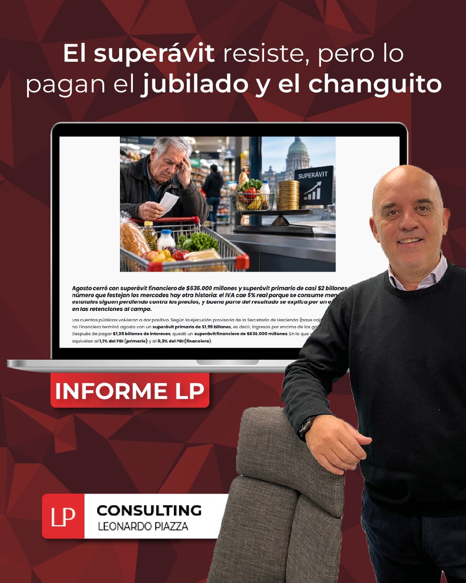 lpconsultinglp's tweet photo. 📄El superávit resiste, pero lo pagan el jubilado y el changuito

Si queres ver el informe completo visitá mi página web👇🏻
https://t.co/NHhtvE61YN

#economia #consultorafinanciera #argentina https://t.co/5DBjktUS3w