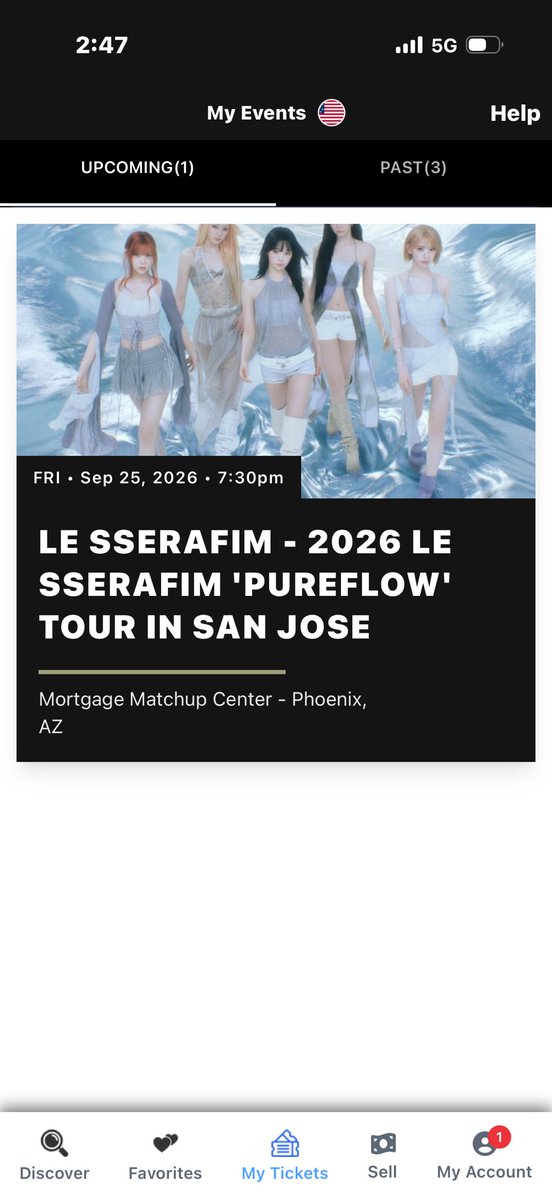 Laura425793's tweet photo. I have closer seats  guys😩 and I WTS my (4X) tomorrow Fr, Sep 25th LE SSERAFIM tickets in Mortgage Matchup Center - Phoenix, AZ

Time: 7:30pm

I’m asking for $120 each!

Pls dm me if you would be interested!!, also I can negotiate the price. https://t.co/TWHCX4XYBz