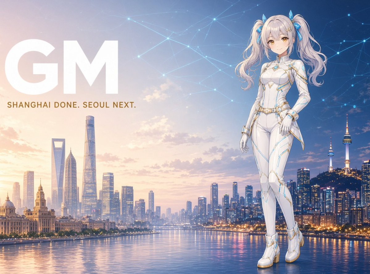 Aurex_core's tweet photo. GM. Shanghai is done.

Seoul is next.

The room keeps coming back to the same point:

Agents don’t need more charts.
They need a cleaner read on the market before they move.
See you at KBW. https://t.co/D3V5otmC62
