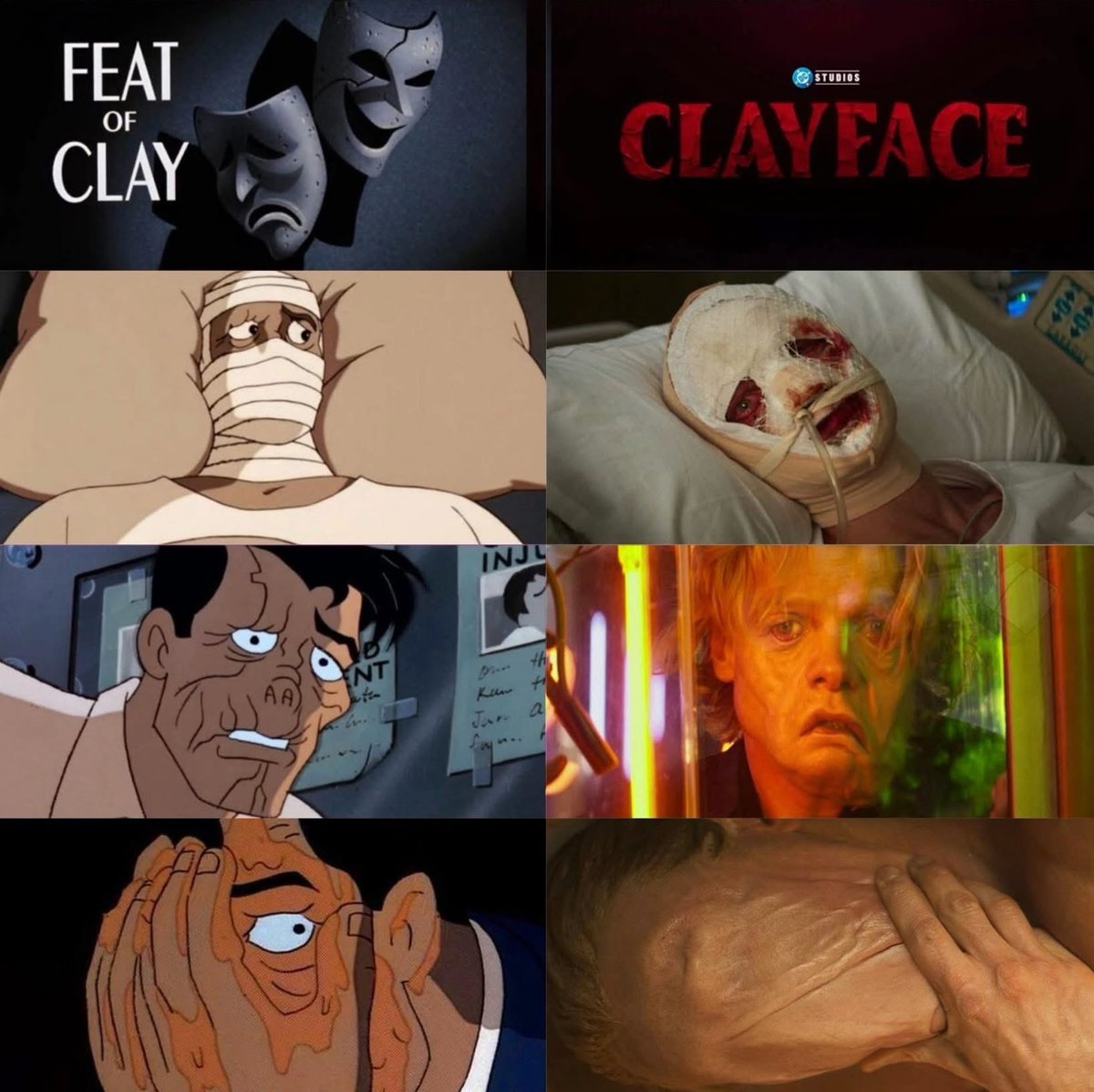 Cinematografiaz's tweet photo. Batman: The Animated Series: Feat of Clay (1992) / Clayface (2026) https://t.co/SOV2XSMRs6