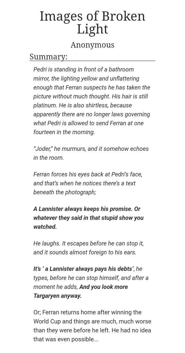 fedrificrecs's tweet photo. "Images of Broken Light" by Anonymous

⚽️ Explicit
⚽️ Ongoing
⚽️ AO3 | EN

🔗 https://t.co/hSdrfcxkyn https://t.co/50XNmhGFrb