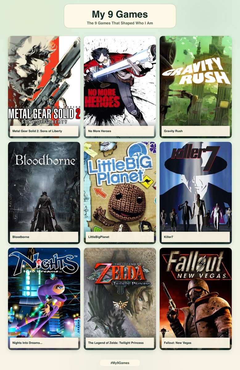 scootersockz's tweet photo. Here’s my 9 games :3 

I think I have pretty good taste https://t.co/mB1L4aGpiV