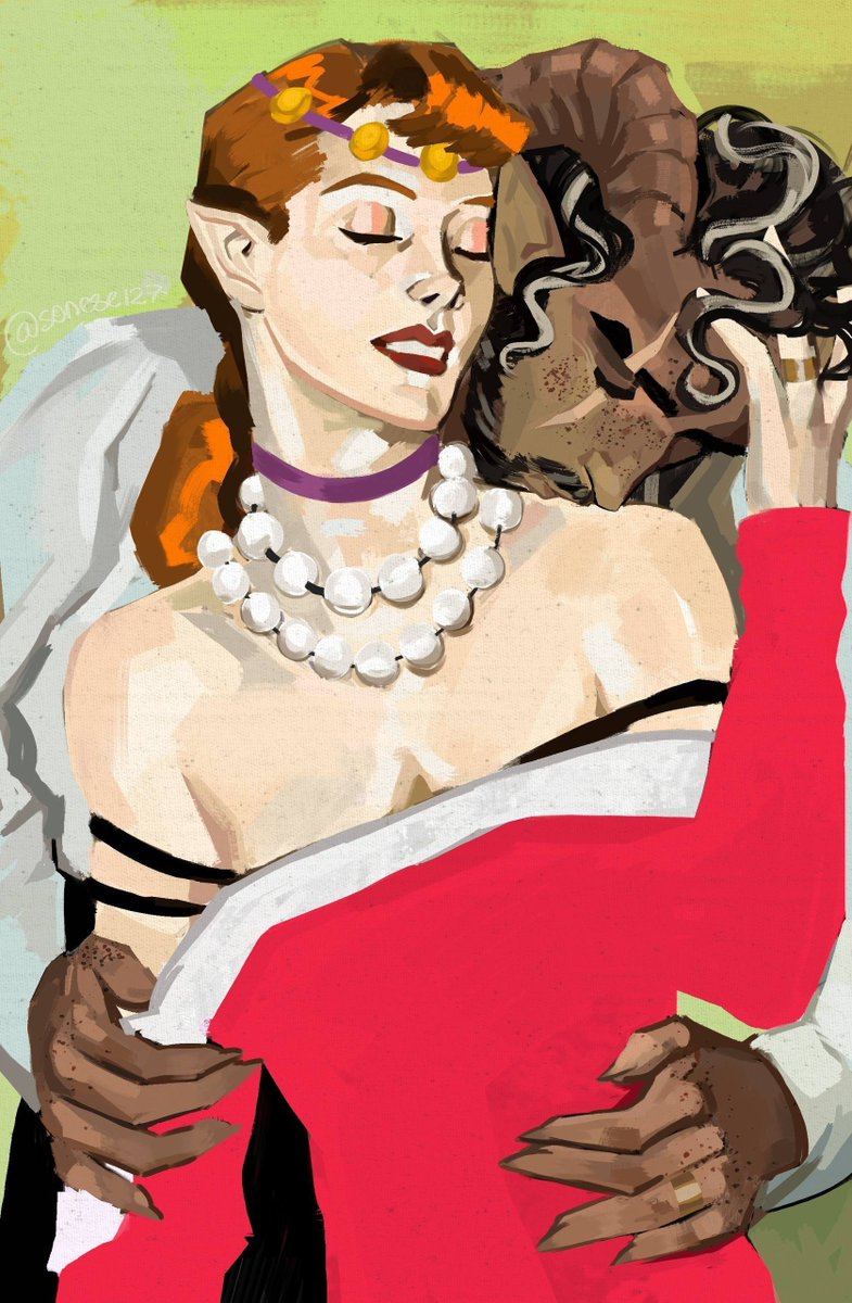 sonese127's tweet photo. a piece of these sweet lovers from my dnd campaign - my character cassian and gharaya (other pc)! actually, I used a pic-reference from some old journal, but I'm not sure how to find it :"D I'll  look for it later tho

#dnd #oc https://t.co/L2Eavs5QKQ