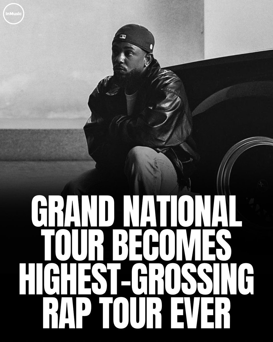 _inmusic_'s tweet photo. Kendrick Lamar’s Grand National Tour grossed $390.7 million from 2.037 million tickets across 47 shows, becoming the highest-grossing rap tour ever.

More details: https://t.co/yU7h6WVF45 https://t.co/rxuCEeIKlj