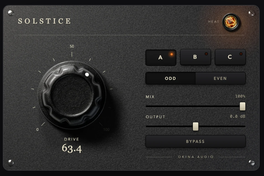 okinaaudio's tweet photo. Solstice, my new saturator, is out. It's free.

There are so many saturators that it's hard to know which one to reach for. So I picked the three flavors I use most in my own mixes and put them in one plugin.

One DRIVE knob is all you touch. https://t.co/1E7gXg6TcR