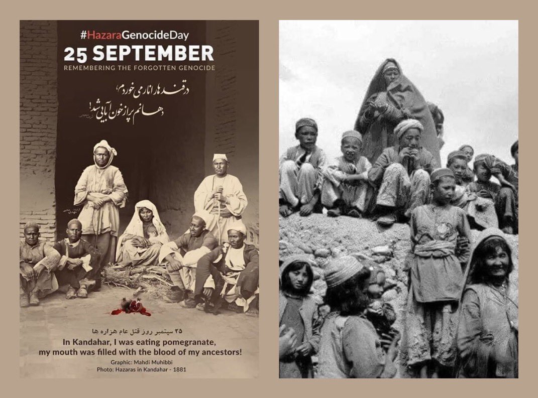 NilofarMoradi2's tweet photo. ۲۵ سپتامبر را به یاد قربانیان #نسل‌کشی_هزاره‌ها در دوران عبدالرحمان گرامی می‌داریم.
قربانیانی که بیش از یک قرن است هنوز به #عدالت دسترسی نیافته‌اند ،زخمی التیام‌ نایافته که از نسلی به نسل دیگر به میراث مانده است.
به رسمیت شناختن این نسل‌کشی، گامی به‌سوی عدالت و رهایی از چرخهٔ تلخ خشونت، کوچ اجباری، و رنج‌های تکرارشونده است.