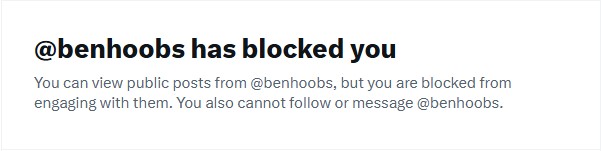 WokePolitlcsUK's tweet photo. 🚨 NEW: Aspiring briefcase Ben Boobs has blocked Woke Politics UK – shutting himself out from the latest quality news.

[@benhoobs] https://t.co/bGw0l5aNL9
