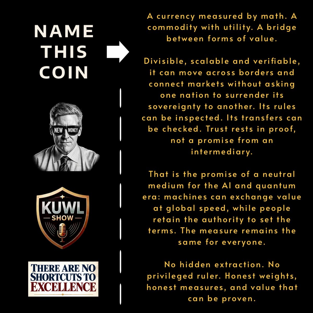 KuwlShow's tweet photo. “ NAME THIS COIN ”

Best. Game. Ever!

Enjoy scalable, passive-aggressive, semi-sarcastic,  guaranteed “win-win” fun with friends, family & foes alike!

Gamers don’t need to be co-located to play, laugh, cry, irritate or punk others with 24/7 atomic delivery & settlement at no cost. 

@X @Ripple @XRPL @Interledger @SECGov @CFTC @USTreasury @WatcherGuru @CoinDesk