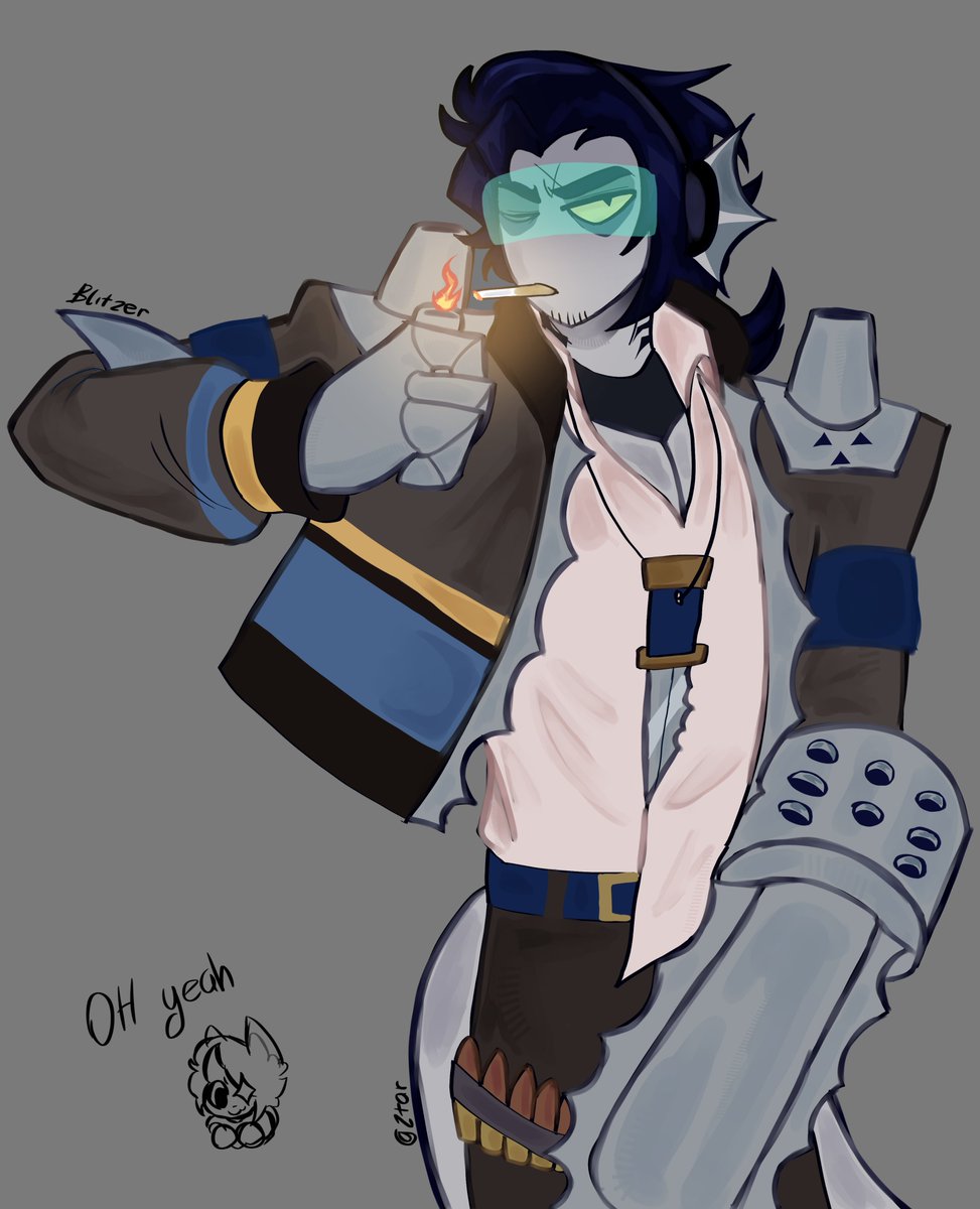 Raphael_hsj's tweet photo. I love this AU, I love Blitzer, I need more! #triggerfingerau #mrwpnz #mrwpnzau #art https://t.co/k54p3yorAM