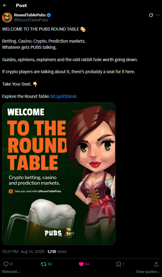 Lawgenz's tweet photo. @pubscasino @RoundTablePubs done, lfg !! https://t.co/IEpJ4qQ3Ol