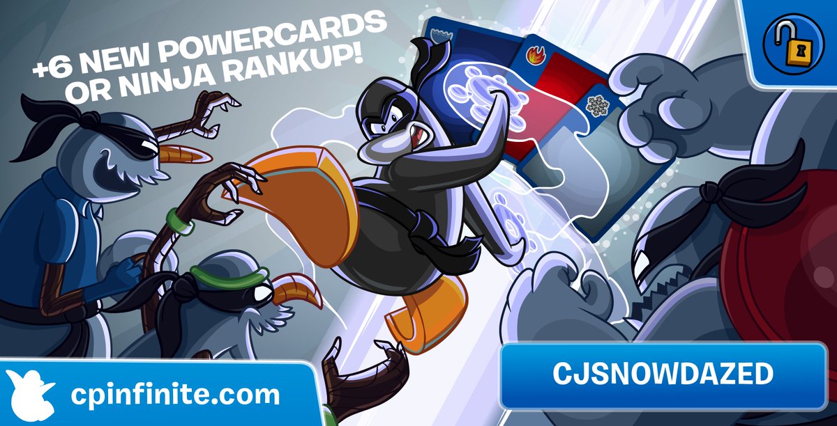 CPInfiniteTeam's tweet photo. CJ Snow has finally came back to the Infinite Island! To celebrate use this exclusive code to unlock SIX new power cards or upgrade your CJ belt instantly! https://t.co/hpFAUbu6Zk https://t.co/LGSmq5c8WT