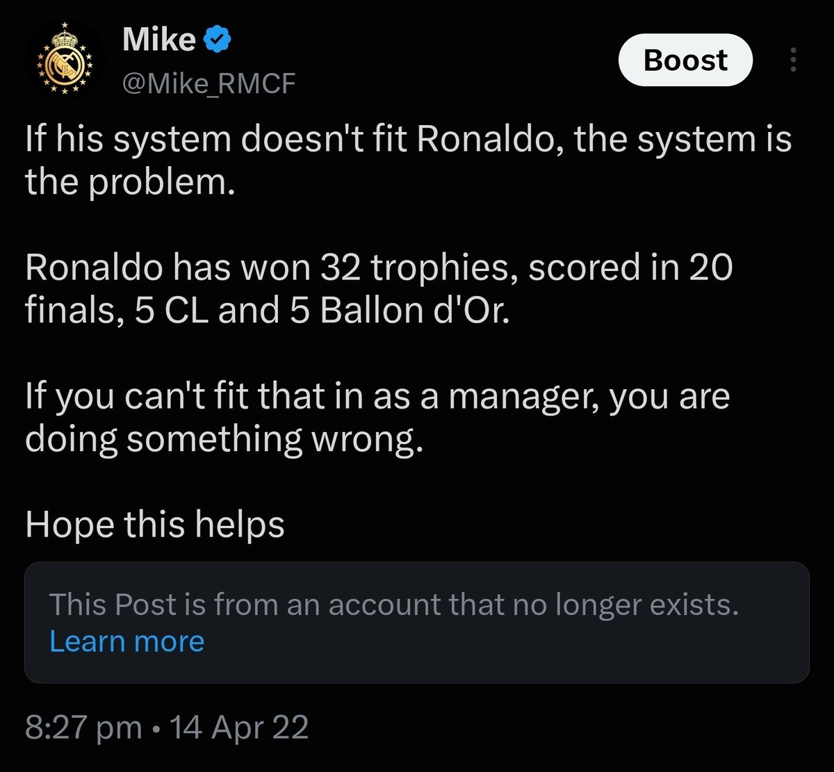 Mike_RMCF's tweet photo. No pal I don't remember this 🤣

Infact, I quite literally did the opposite.   

Lots of similar Tweets all still there. 

However, Mbappe isn't Ronaldo. https://t.co/jA96r8Mu1k