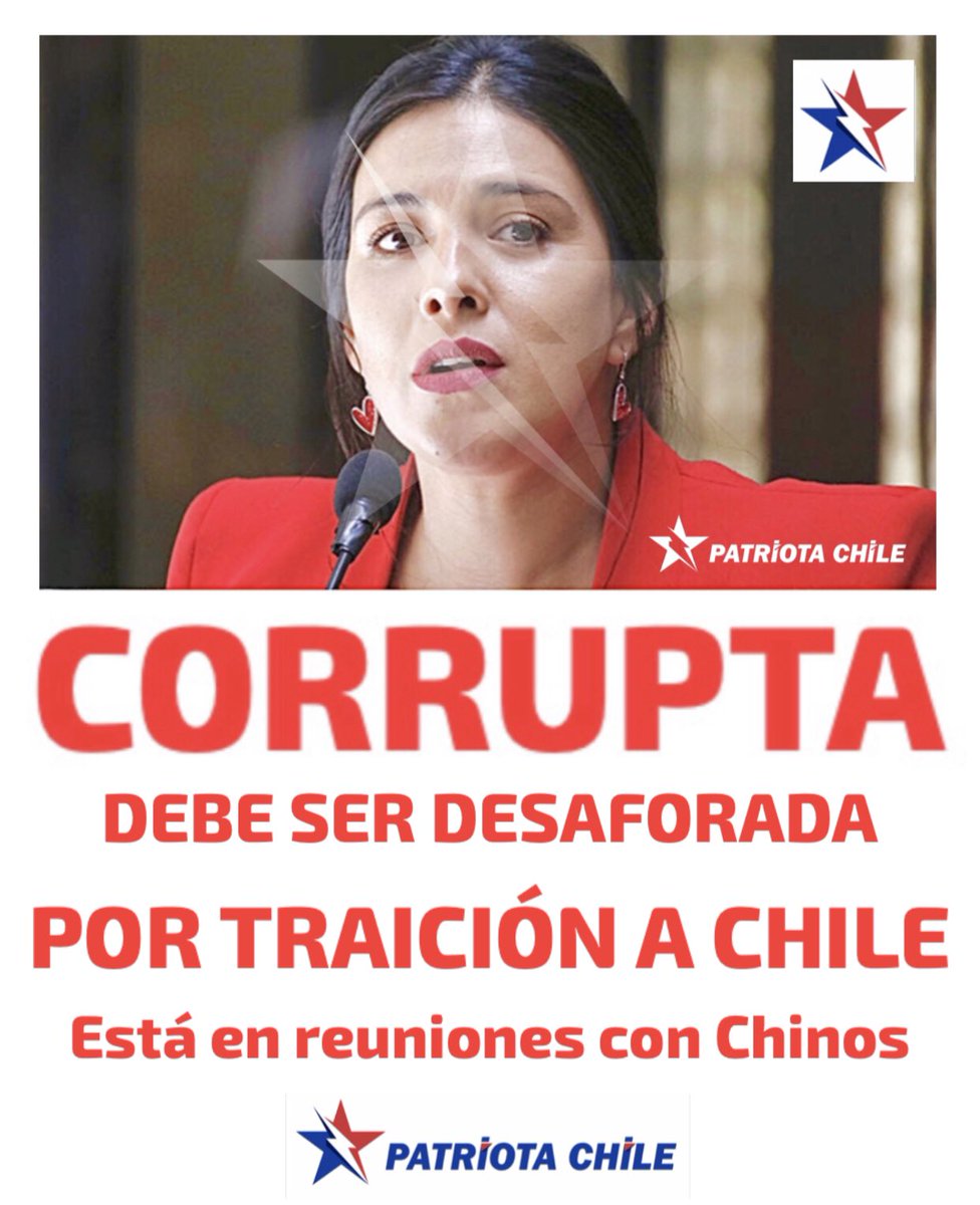 Soubirous_33's tweet photo. 🔴 #URGENTE | Patriotas, esta MUGR0SA debe ser DESAFORADA, El acero chino destruyó Huachipato, el gobierno chino en control del Registro Civil y Censo. La comunista Cariola TRAICIONÓ a Chile. Esta es financiada por China, reuniones secretas. Debe ser DESAFORADA. RT @KarolCariola https://t.co/yIxHdId8kW