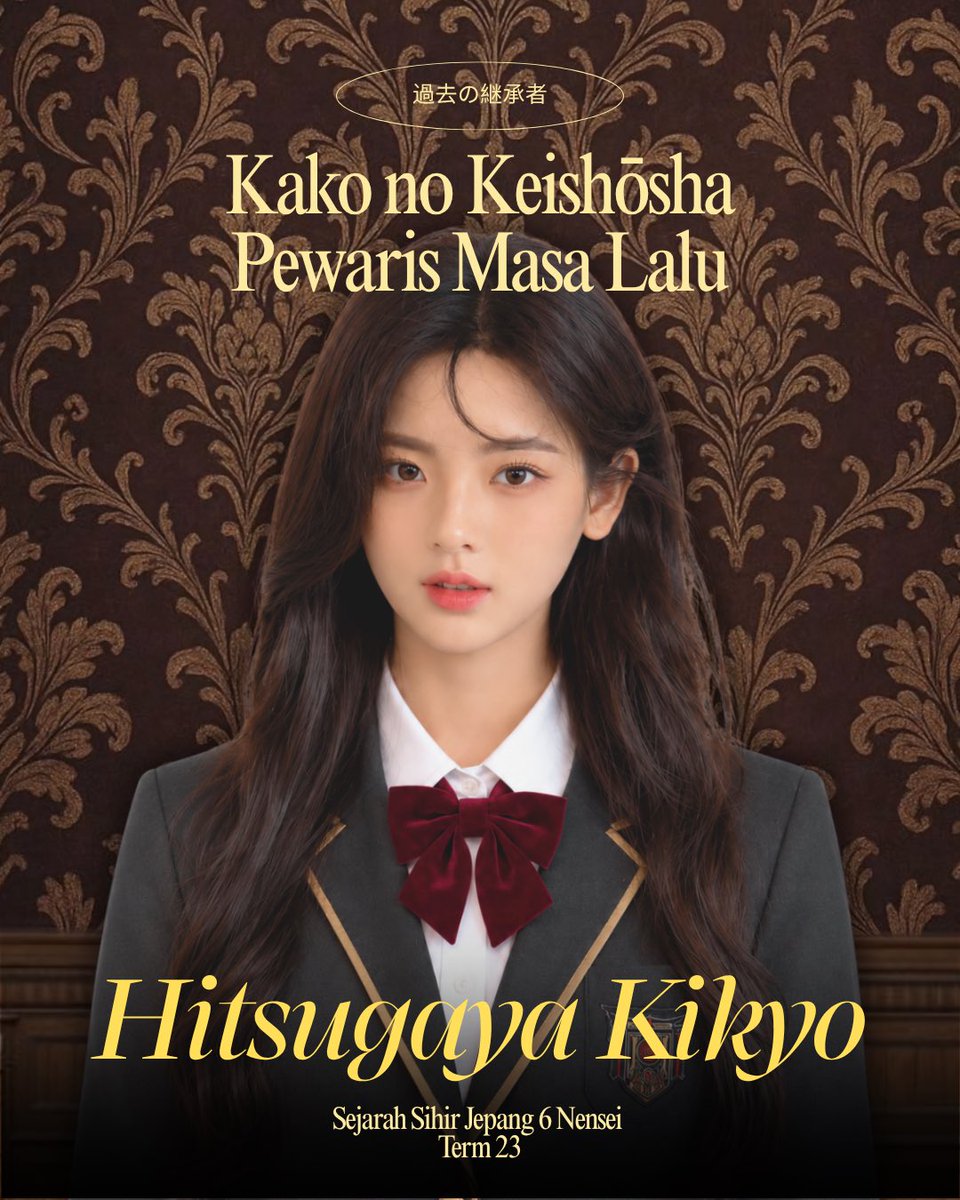 patchoulei's tweet photo. ㅤ
過去の継承者 [KAKO NO KEISHŌSHA]
6 NENSEI - TERM 23 A.R.
 
Dari lembaran yang menyimpan kenangan, warisan masa lalu kembali menemukan penjaganya. Selamat kepada para Pewaris Masa Lalu.
ㅤ https://t.co/dS3wvuD8Ki