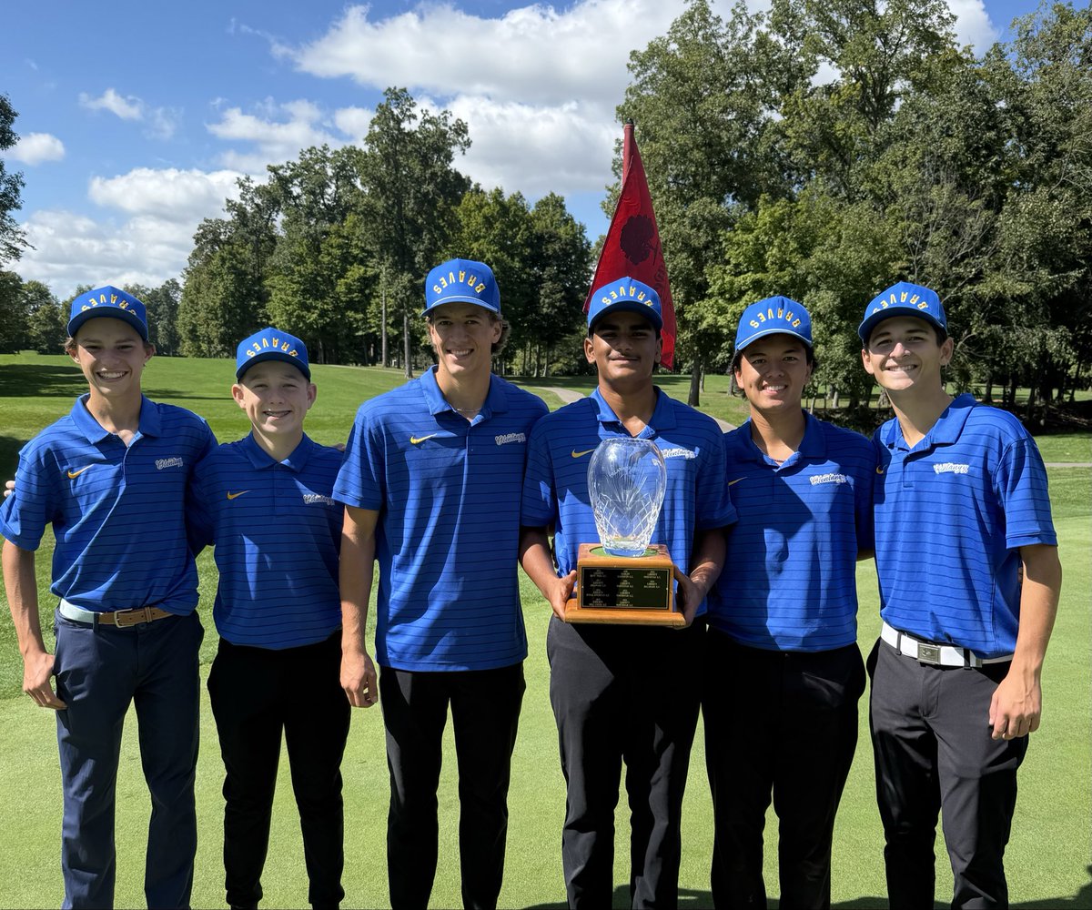 TangyBravesGolf's tweet photo. What a win for the boys!! The. Braves ended a 15 year drought and won the Delaware County Cup today at @OakhavenGolf lead by Senior @shrihan96815 -3 (69) Couldn’t be prouder of this group. #GoBraves @OHSathletics https://t.co/tG7lm5Y2TA