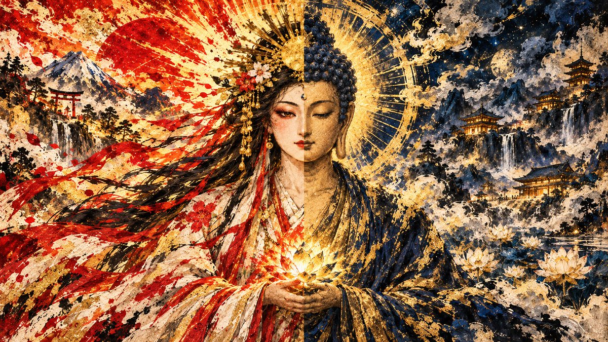 taichi_irie's tweet photo. 仏教的な生き方は、自分の心を見つめて、苦しみとの向き合い方を考えること。

神道的な生き方は、自然や人とのつながりに感謝して、日々を大切に暮らすこと。

どっちも大事だね😊
心を整えて、今ある恵みに感謝する。
そんなふうに生きていきたいです。 https://t.co/NF3ooQVjyT