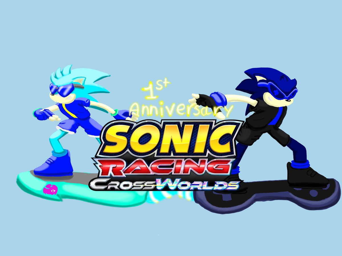 Sonic7480's tweet photo. Hi Sam, after hearing you won't do a stream tomorrow for Sonic racing crossworlds 1st anniversary, I made this art, also funny enough, it's been over a year since we raced together, enjoy the art 🩵 https://t.co/AhWpXbz5bN