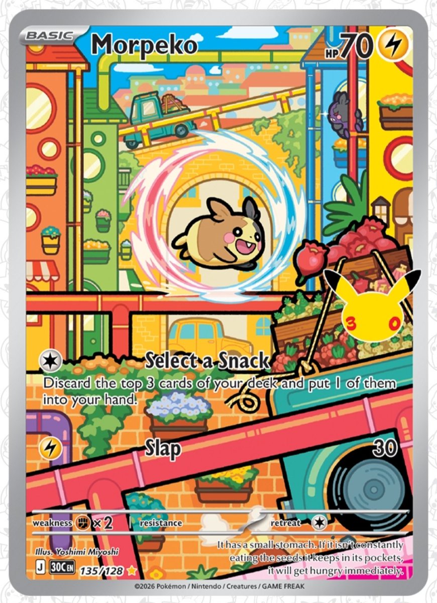 Jes_Janelle's tweet photo. @BlackJack_calls Haven't had luck on getting any 30th Celebration packs. But I am hoping to be able to pull Morpeko or Maushold when I can. 🤞 #RIPAvery @Belmont1989 https://t.co/1OVcIUkhub