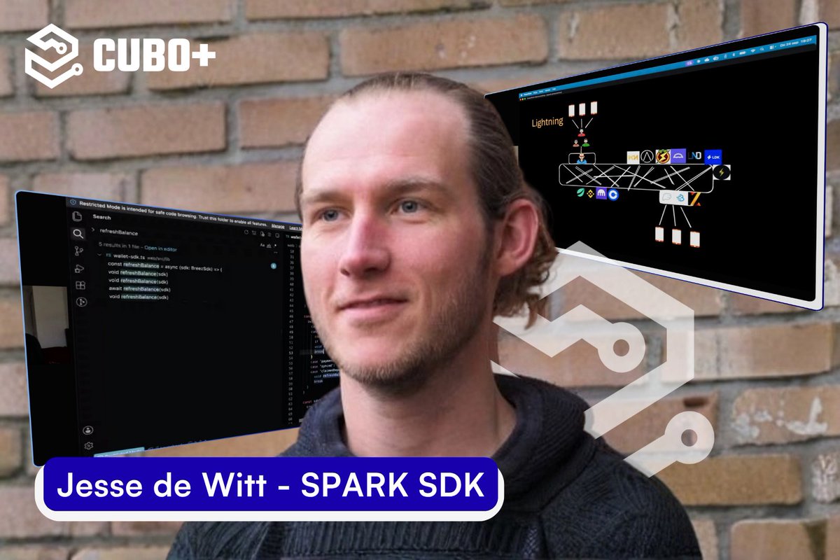 cuboplus's tweet photo. Today's class: Spark SDK with Jesse de Witt ⚡️💻

Jesse broke down why small payments get expensive on-chain (UTXOs + limited block space), and how Spark tackles it: transaction trees and state chains for fast off-chain payments, while you keep the ability to exit unilaterally 🔐

He also covered why Bolt 11 matters: it keeps apps connected to Lightning 

Scaling Bitcoin, one class at a time 🧡