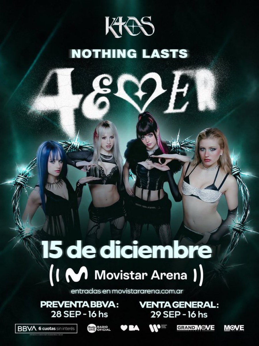 fedeebongiorno's tweet photo. 🎫 K4OS EN EL MOVISTAR ARENA

🗓️ 15 de diciembre

Preventa con BBVA a partir del lunes a las 16hs https://t.co/Ekec0T4vbB