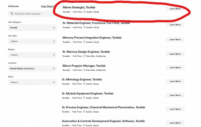 PiouPio22401701's tweet photo. IS THIS NOT GENNY ????? 

If you go on elon website in is bio https://t.co/GwIePQWZaM and you click on join us 

Tesla is looking for a Meme Strategist on there website
Meme Strategist

LAUNCHING ON STONK PAIRED WITH 
$TSLA
 WITH 0.1% FEE SO DONT EVEN TRY TO VAMP https://t.co/4TKOmek7mM