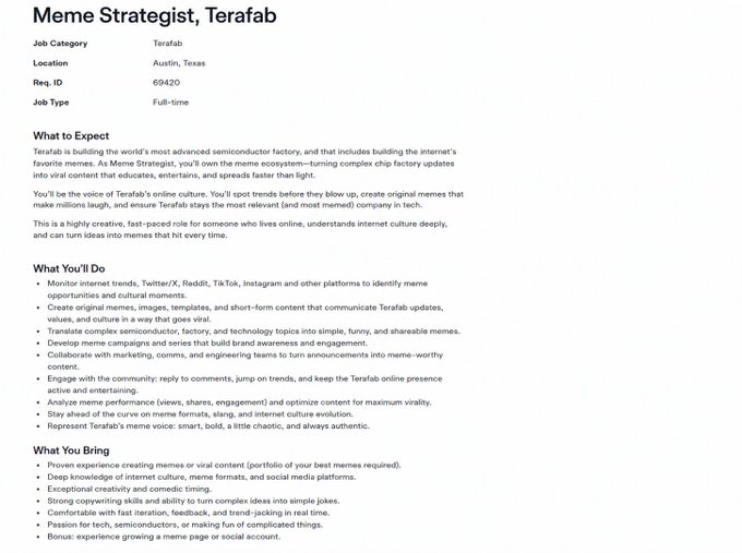 PiouPio22401701's tweet photo. IS THIS NOT GENNY ????? 

If you go on elon website in is bio https://t.co/GwIePQWZaM and you click on join us 

Tesla is looking for a Meme Strategist on there website
Meme Strategist

LAUNCHING ON STONK PAIRED WITH 
$TSLA
 WITH 0.1% FEE SO DONT EVEN TRY TO VAMP https://t.co/4TKOmek7mM