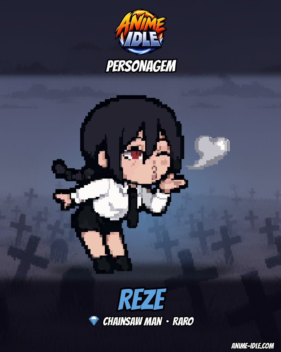 AnimeIdle_'s tweet photo. Personagem: Reze (Chainsaw Man, Raro)

Garota doce que trabalha num café e encanta Denji de primeira. Por trás do sorriso é a Demônio Bomba, uma assassina enviada para caçá-lo.

Jogue de graça no navegador, link na bio.
#AnimeIdle #ChainsawMan https://t.co/hOSBT8Irpf