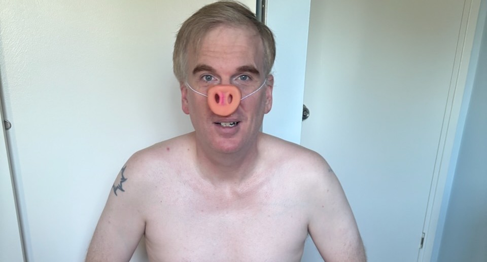 DiamondLove1111's tweet photo. My #loser #paypig showing off his pig nose. #findom https://t.co/qQhuOqO5rR