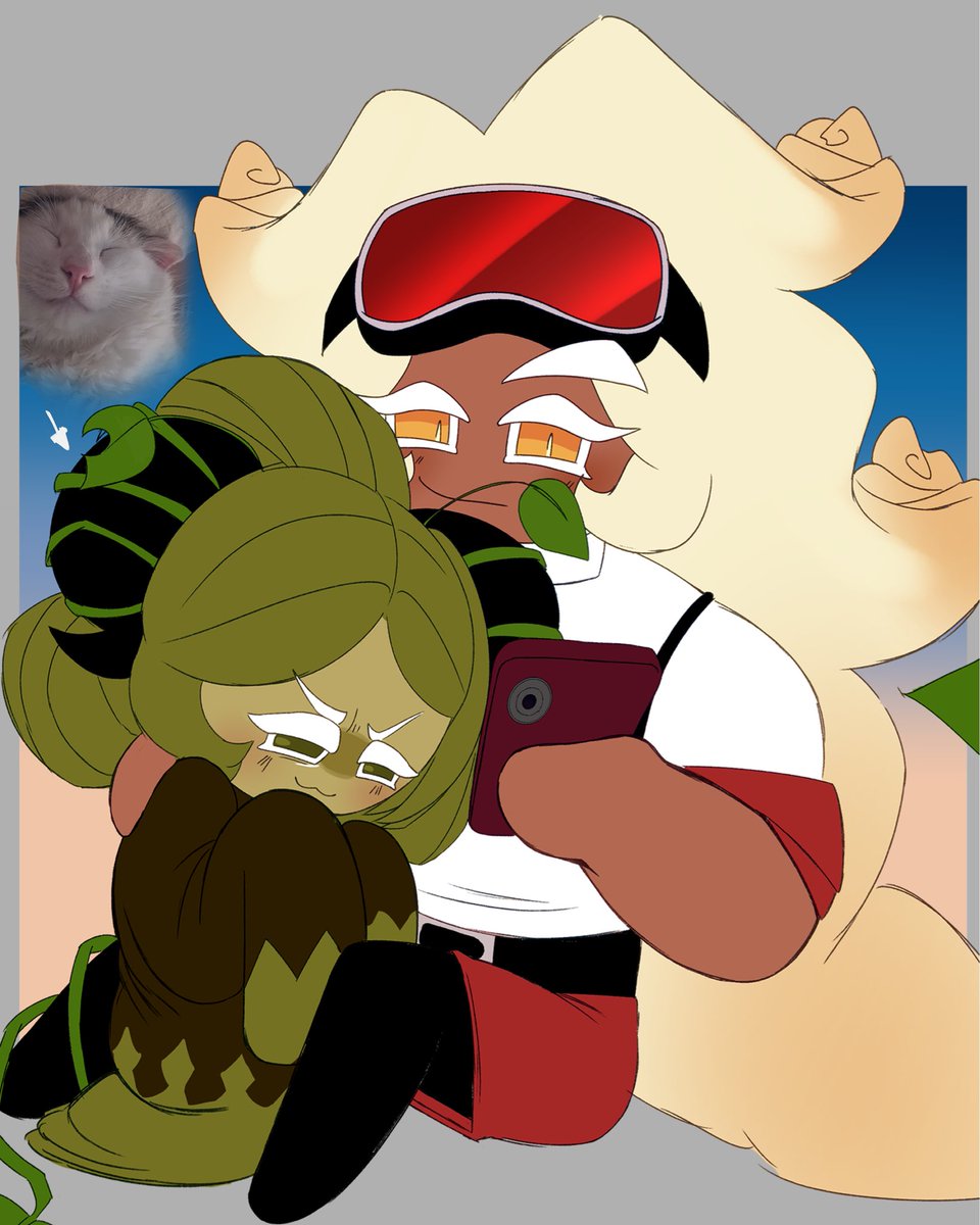susemulsion's tweet photo. matchacat is real...she likes to sit next to BR since he's warm. her antennae & tail react like a cat's too. especially when she's offered food πββοΈπ #matcharoll #matchacookie #butterrollcookie https://t.co/yqHSTKCbvZ