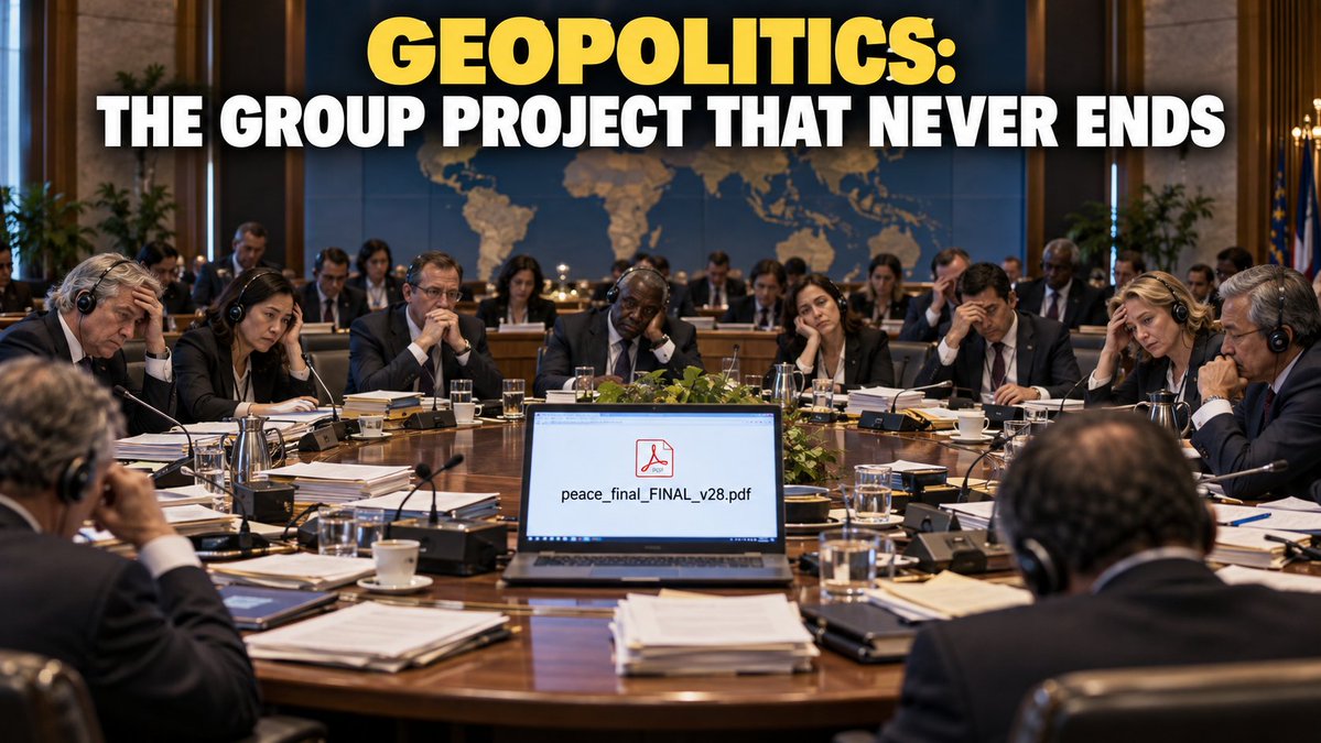 JaedenDZ's tweet photo. Geopolitics is basically a group project with 193 people in the chat, 5 with veto power, and a document called:

peace_final_FINAL_v28.pdf

What do you think the next filename is? https://t.co/wf2uwCBTSk