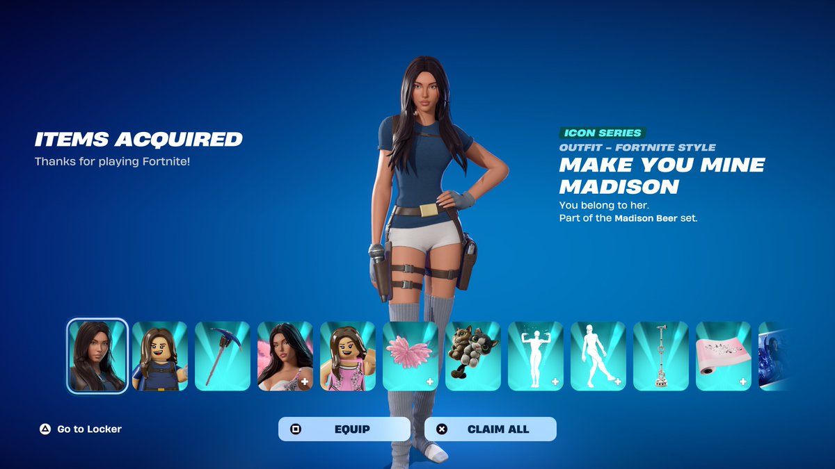 FortniteFNLK's tweet photo. Fortnite Make You Mine Madison Beer Skin Giveaway 🎁

To Enter: 
❤️♻️ LIKE &amp; RETWEET
📲 FOLLOW @FortniteFNLK @braniyt 
🛑 SUBSCRIBE https://t.co/D1nREDEg7l
🎙️JOIN DISCORD https://t.co/5Hh97mqGxy
✅ COMMENT “DONE” https://t.co/gXLEoVYIic
