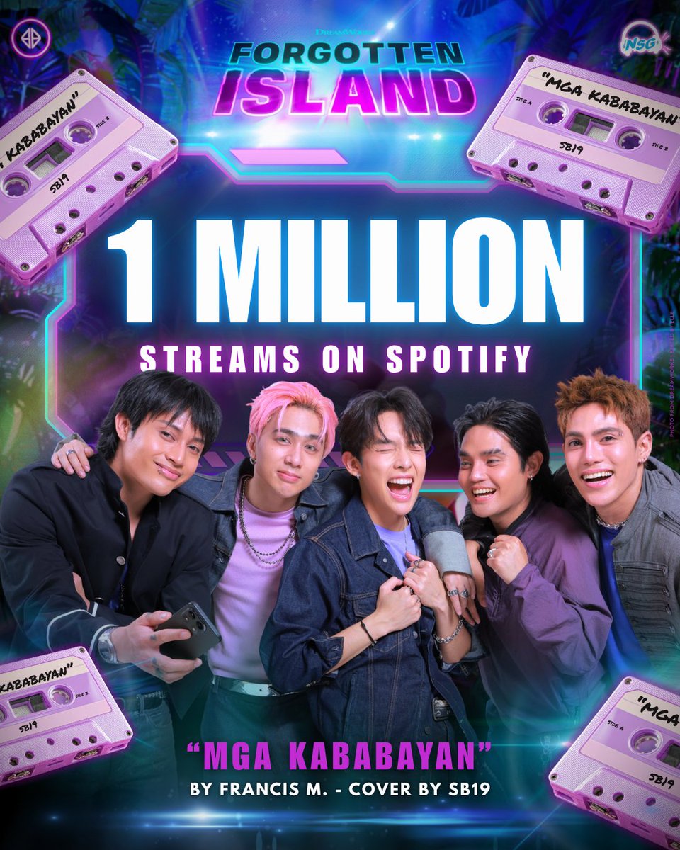 _OfficialNSG_'s tweet photo. Forgotten Island's "MGA KABABAYAN" by SB19 has reached 1 MILLION streams on Spotify! 🍾

Thank you for streaming, ATIN!!!🫂

ISANG MILYONG MGA KABABAYAN
@SB19Official #SB19
#SB19MgaKababayan_1MSpotify https://t.co/Y1HQS2hWlI