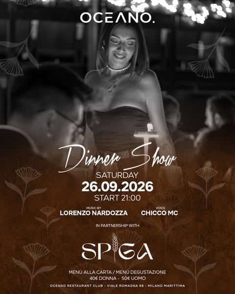 AngeliPierre's tweet photo. La cena spettacolo di Spiga @ Oceano Milano Marittima
Cena, hotel 3394339511 Lino https://t.co/RdAIGpLv1J

#spiga #milanomarittima #oceano #26settembre #mima #XF2026 #ore14sera #nosimonenogfvip #piazzapulita #Megan #Guendalina #LaCIA #Biscotti #Netanyahu #Vespa #Mieli #Francia https://t.co/jXovOdVQjT