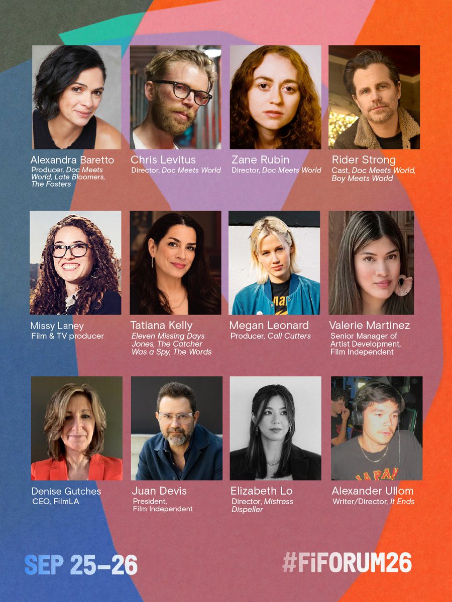 filmindependent's tweet photo. Meet the incredible filmmakers and industry professionals joining us at #FiForum26. Day 1 check-in opens tomorrow at 12:00 pm at the DGA.
You can still be part of it! Get your pass here: https://t.co/1SP1uWpdrM
#FilmIndependent https://t.co/3JzOZRd3tX