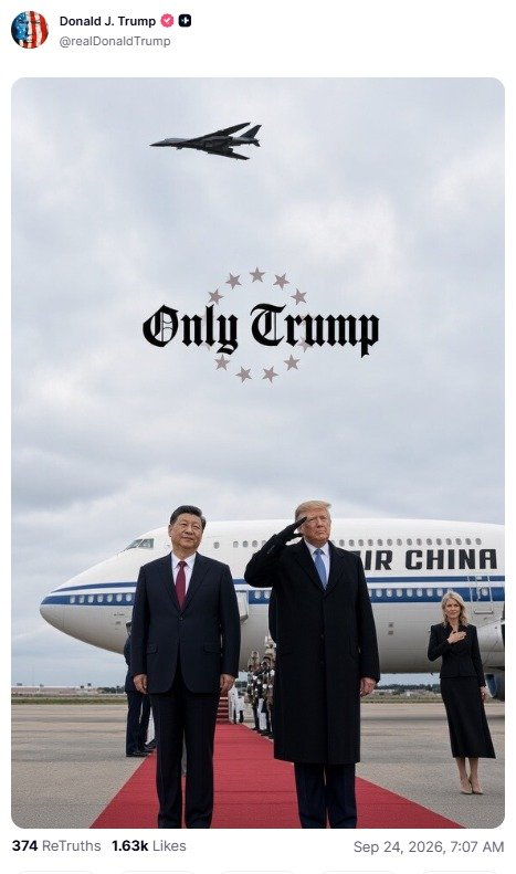 Maxrrun's tweet photo. 习近平与特朗普在机场 https://t.co/d9I0Q7sRzX