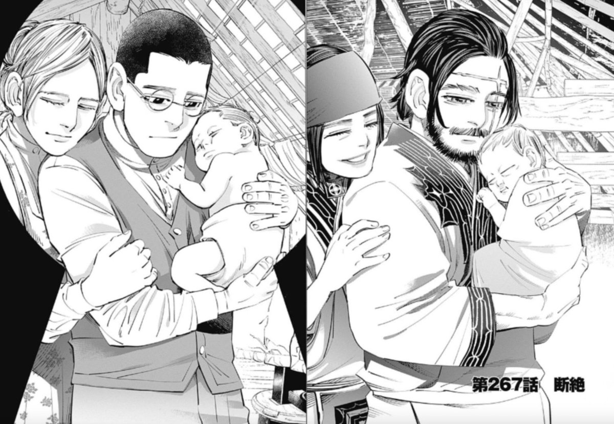 tenshi_qc's tweet photo. Nothingburger tweet: Fina seems to focus on Hasegawa, leaning on his shoulder and holding onto him, while Riratte seems to focus more on Asirpa https://t.co/UWAZq7j7MH