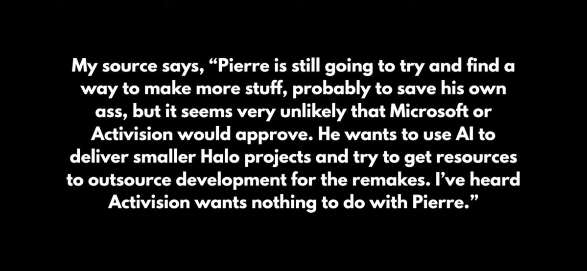 ChefandArbistor's tweet photo. THIS SHIT IS UNBELIEVABLE MAN

Pierre is a self centred narcissistic psychopath who cares for no one but himself and his buddies 

He doesn’t give a shit about making good Halo and it’s a DAMN SHAME that 250 devs had to pay for it https://t.co/ahGDUA8G09