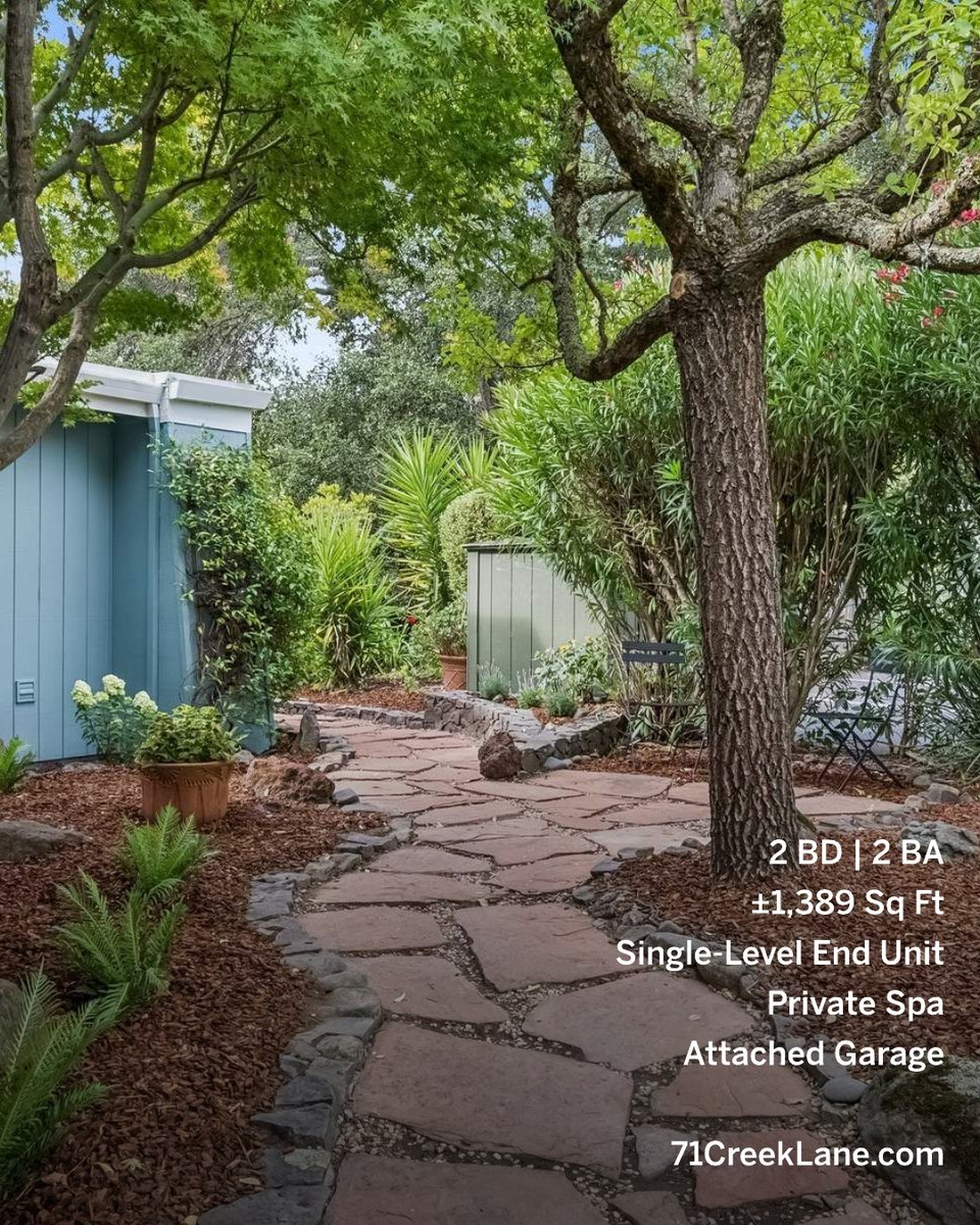 SIRWineCountry's tweet photo. Sophisticated living in the heart of Sonoma. This remodeled Park Creek Villas end unit offers vaulted ceilings, two en-suite bedrooms, and a private creekside yard with a spa, just moments from downtown.
https://t.co/03CGKw6enl https://t.co/5ATHroCUhS