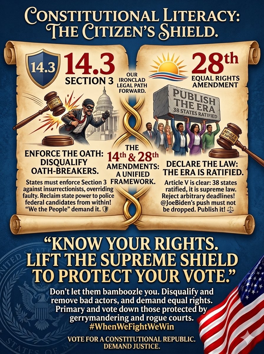 Ingridebap's tweet photo. 🧵Standing as the lone opposing vote against global women's equality is a national disgrace. Ratified amendments have NO expiration dates or man-made deadlines! With 40 days left, we are voting early to sweep out the enablers & make the text supreme! 2/2 #ERAnow ⚖️🛡️🗳建 https://t.co/cNSc5czHyh