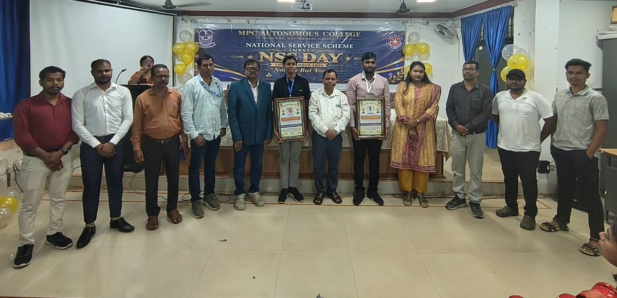 mpcautonsswing's tweet photo. M.P.C Autonomous College NSS Wings proudly congratulates Mr. Rinku Das on being honoured as the Best Volunteer College Level NSS Award(Male Unit). His commitment and sincere service reflect the true ideals of NSS–"Not Me But You".
Congratulations 💐🎉. https://t.co/2RzKbndrV6