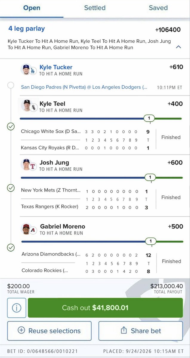 JoeyAnn18HP's tweet photo. KYLE, BRING THAT SHIT HOME!!

GIVE US THAT ONE DAMN HIT SO THE WHOLE COMMUNITY CAN GET PAID!! 

AIN’T TOUCHING THAT $41K CASHOUT —CAME FOR THE WHOLE BAG!! 💰🍀#MLBTwitter #mlb #picks #betX #wins https://t.co/1Pf4h9QCU7