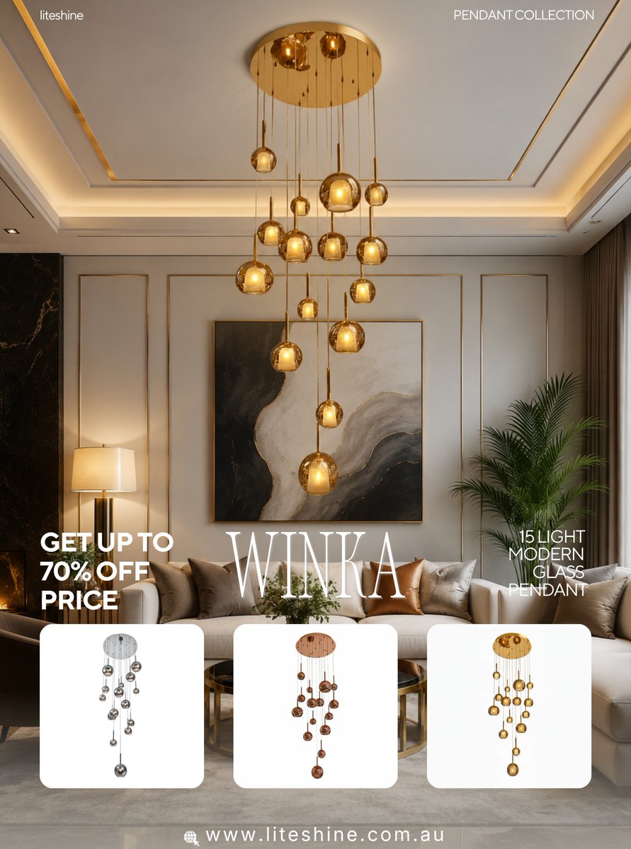 emmayounge82teg's tweet photo. Bring luxury home with the WINKA 15-Light Modern Glass Pendant. Cascading glass globes and an elegant finish create a timeless focal point for living rooms, dining areas and grand entryways. EOFY sale: save up to 70%. Limited time. https://t.co/kyVVMxgycF