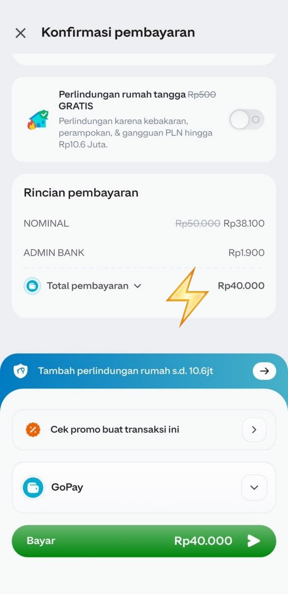 larasioe's tweet photo. dikasih tau temenku kalau di app gopay ada promo beli token pln 50rb cuma bayar 40rb aja udah sama admin juga woy. auto beli sekarang deh #DISKONPLNDIGOPAY https://t.co/Bh9TnqeYA8