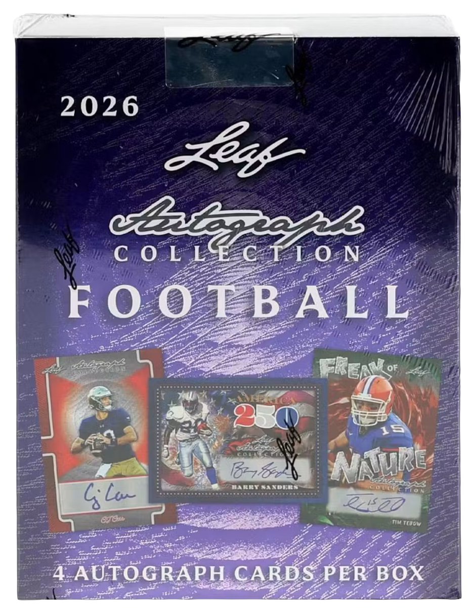 GoGTSLive's tweet photo. We're opening box of 2026 Autograph Collection Football from @Leaf_Cards RIGHT NOW on The Hobby's Web Show!

Join us LIVE RIGHT NOW and YOU can WIN CARDS from our box!

Links to watch &amp; subscribe are in our bio🔍 https://t.co/Iry4FJ7Q7J