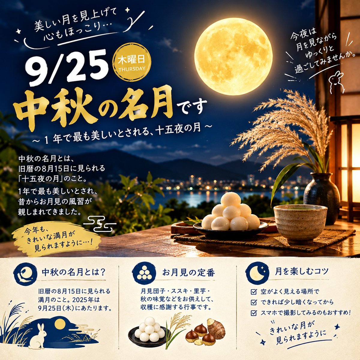 Kernel_h_e's tweet photo. おはようございます⛅現在24℃

今日は #中秋の名月 ですね。

「名月＝満月」と思われがちですが旧暦の数え方と実際の月の満ち欠けにはわずかなズレが生じるため、必ずしも一致するわけではないそうです🌕

本日も宜しくお願いします！#企業相互フォロー #企業公式が毎朝地元の天気を言い合う https://t.co/KEAwlsJ7q3