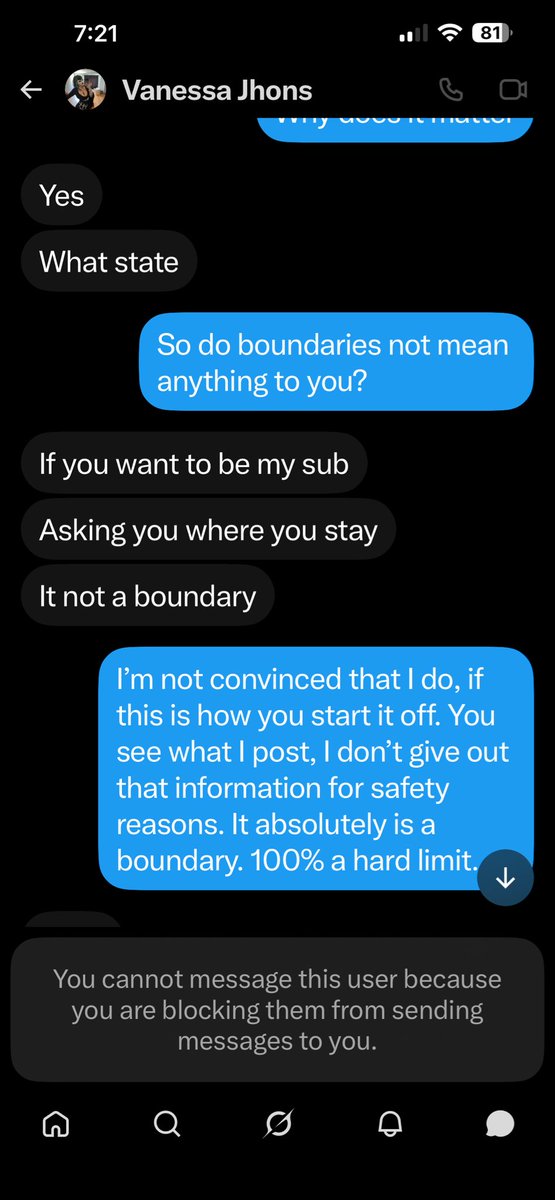 Petal554's tweet photo. Absolutely do not come into my DMs like this. I will not give out my location. Ever. Yes I’m looking for a dom/domme, but I do not deserve to be disrespected and my boundaries ignored. https://t.co/N8ojl24Gtf