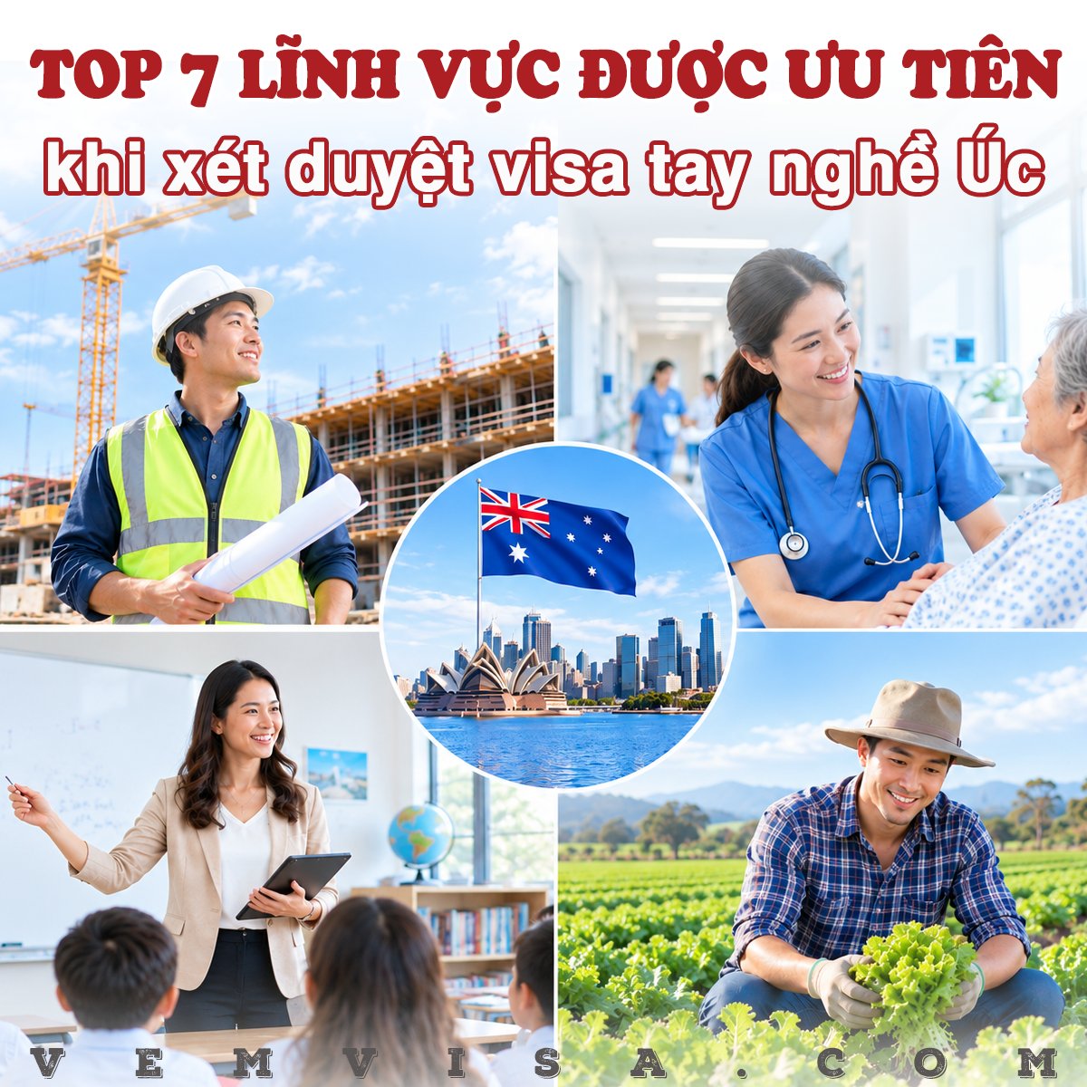 vemvisavn's tweet photo. 🇦🇺 7 LĨNH VỰC ĐƯỢC ƯU TIÊN HÀNG ĐẦU KHI XÉT DUYỆT VISA TAY NGHỀ ÚC 🇦🇺
1️⃣ Xây dựng 
2️⃣ Y tế
3️⃣ Giảng dạy
4️⃣ Nông nghiệp 
5️⃣ Nuôi trồng thủy sản 
6️⃣ Đánh bắt thủy sản 
7️⃣ Tài nguyên 
👉 https://t.co/HvOEzrimpl https://t.co/vdMAGM3fKo
